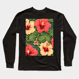 Hibiscus flower aloha shirt style Long Sleeve T-Shirt